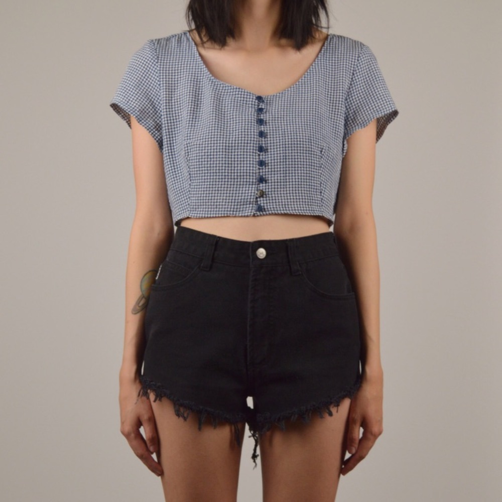 90s button up vintage crop top